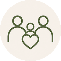 Relationship and Family Icon Three People with Heart